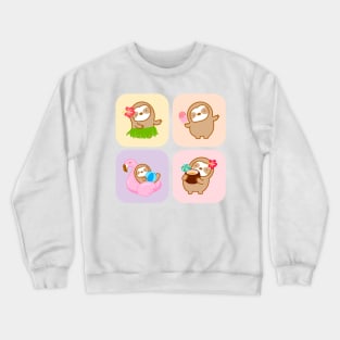 Cute Summer Vacation Sloth Crewneck Sweatshirt